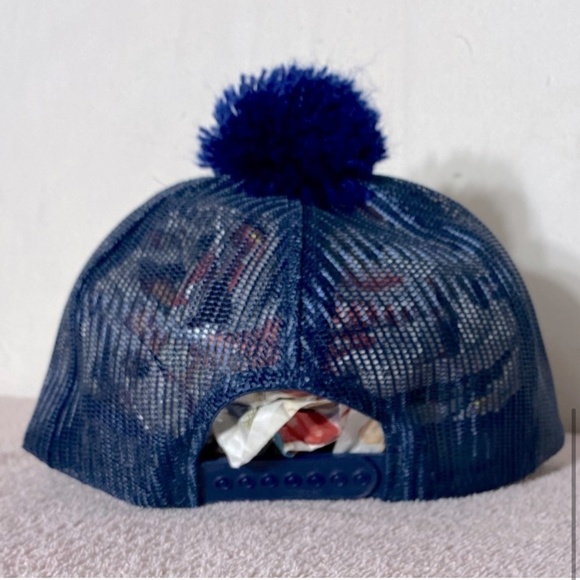 Vintage Mikbet Grader Services Navy Blue Mesh Back Trucker Hat W Pom Pom - Picture 7 of 10